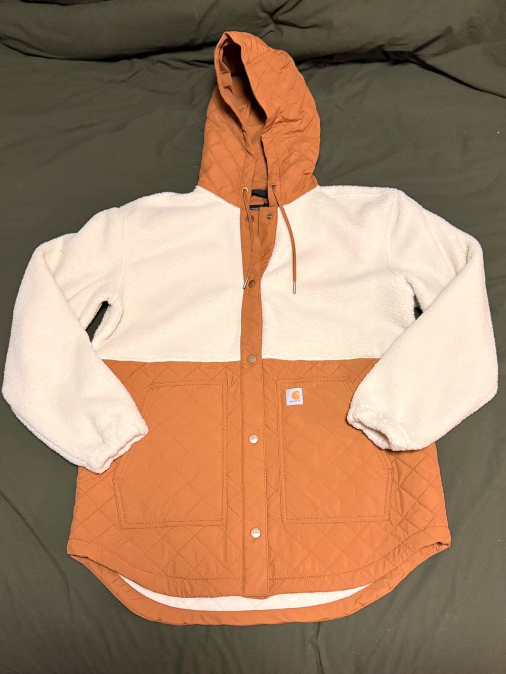 Carhartt Women’s Highland Sherpa Jacket Brown Cream Size Medium NWT